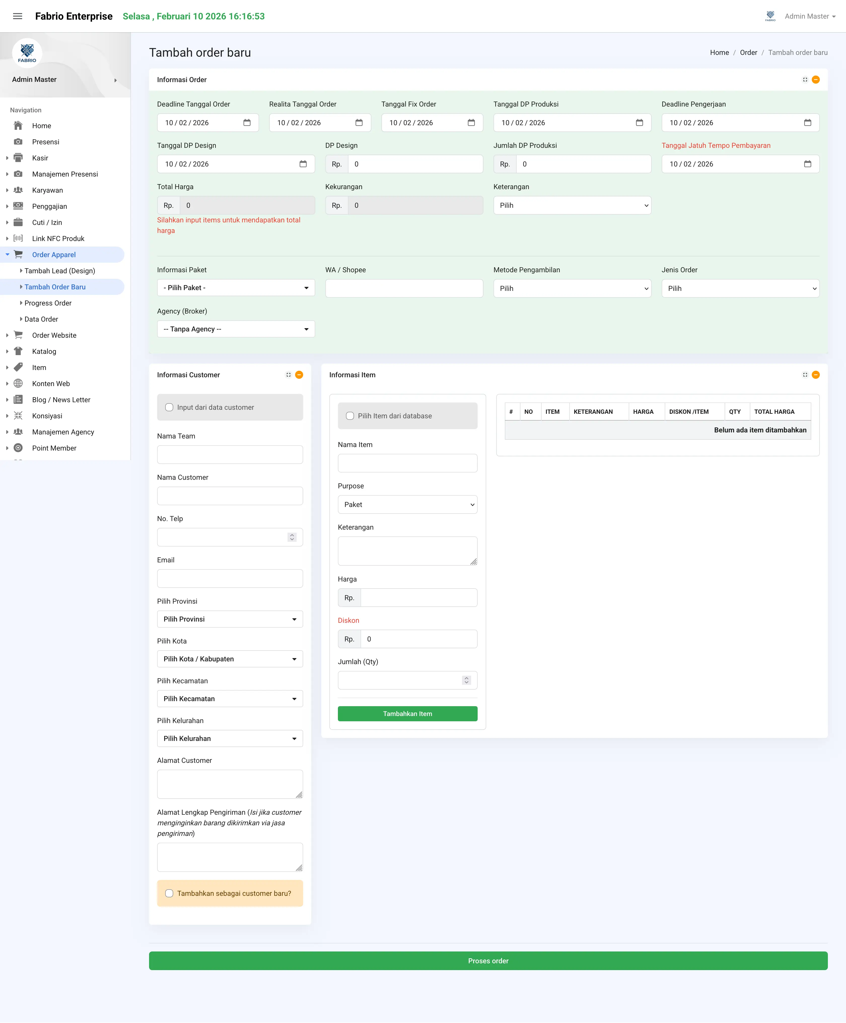 Order Input